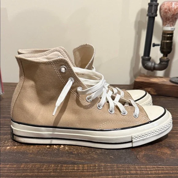 Converse Beige High-Top Sneakers 9.5 men - Picture 3 of 6